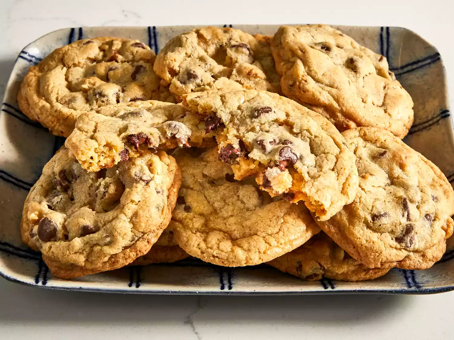 freshly baked chocolate chip cookies